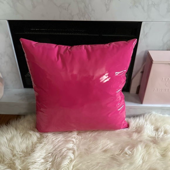 Dark Pink Faux Leather 22X 22 Throw Pillows - Picture 6 of 7